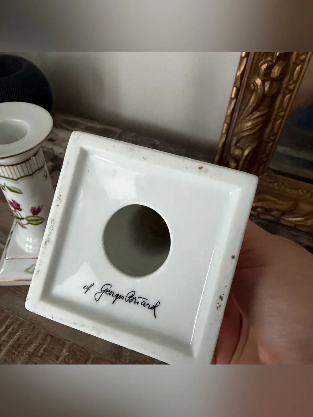 Georges Briard porcelain candleholders.